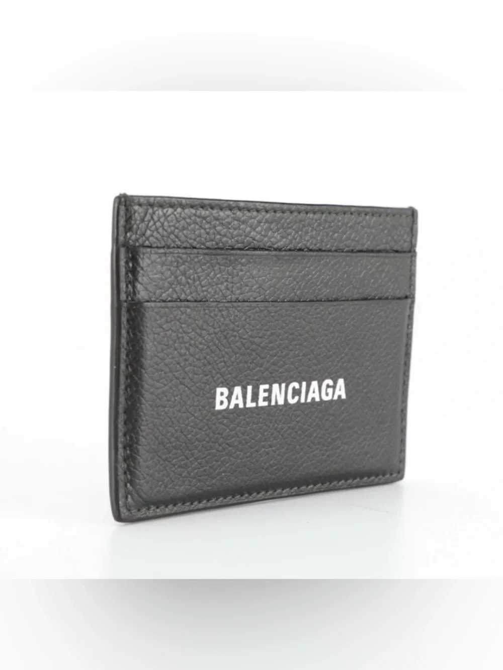 Balenciaga Black Pebbled Leather Card Case with Box